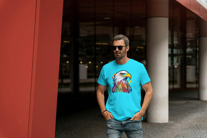 Men's Round Neck Eagle T-shirt White by ZealforTee