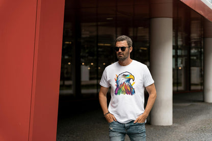 Men's Round Neck Eagle T-shirt White by ZealforTee