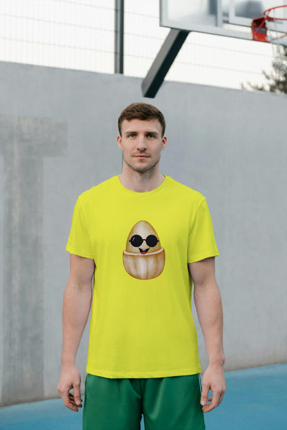 Men's Round Neck Egg Smart T-shirt Black by ZealforTee
