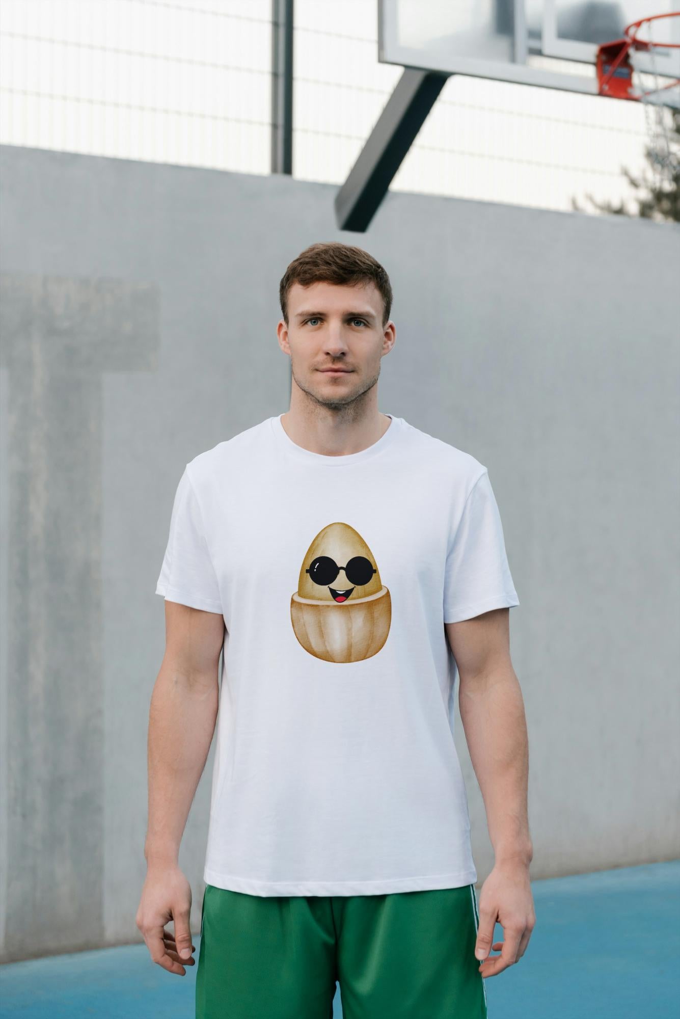 Men's Round Neck Egg Smart T-shirt Black by ZealforTee