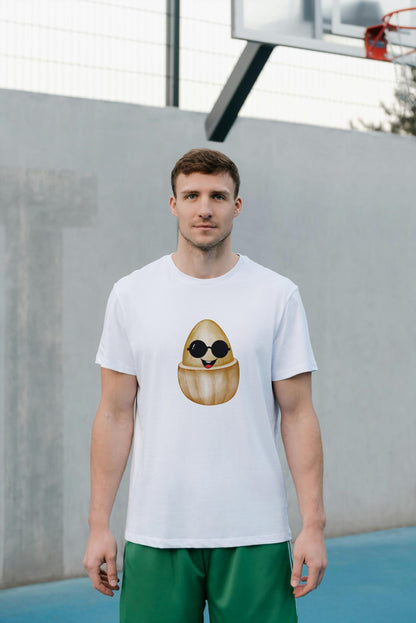 Men's Round Neck Egg Smart T-shirt Black by ZealforTee