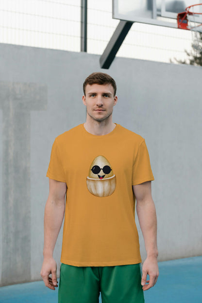 Men's Round Neck Egg Smart T-shirt Black by ZealforTee