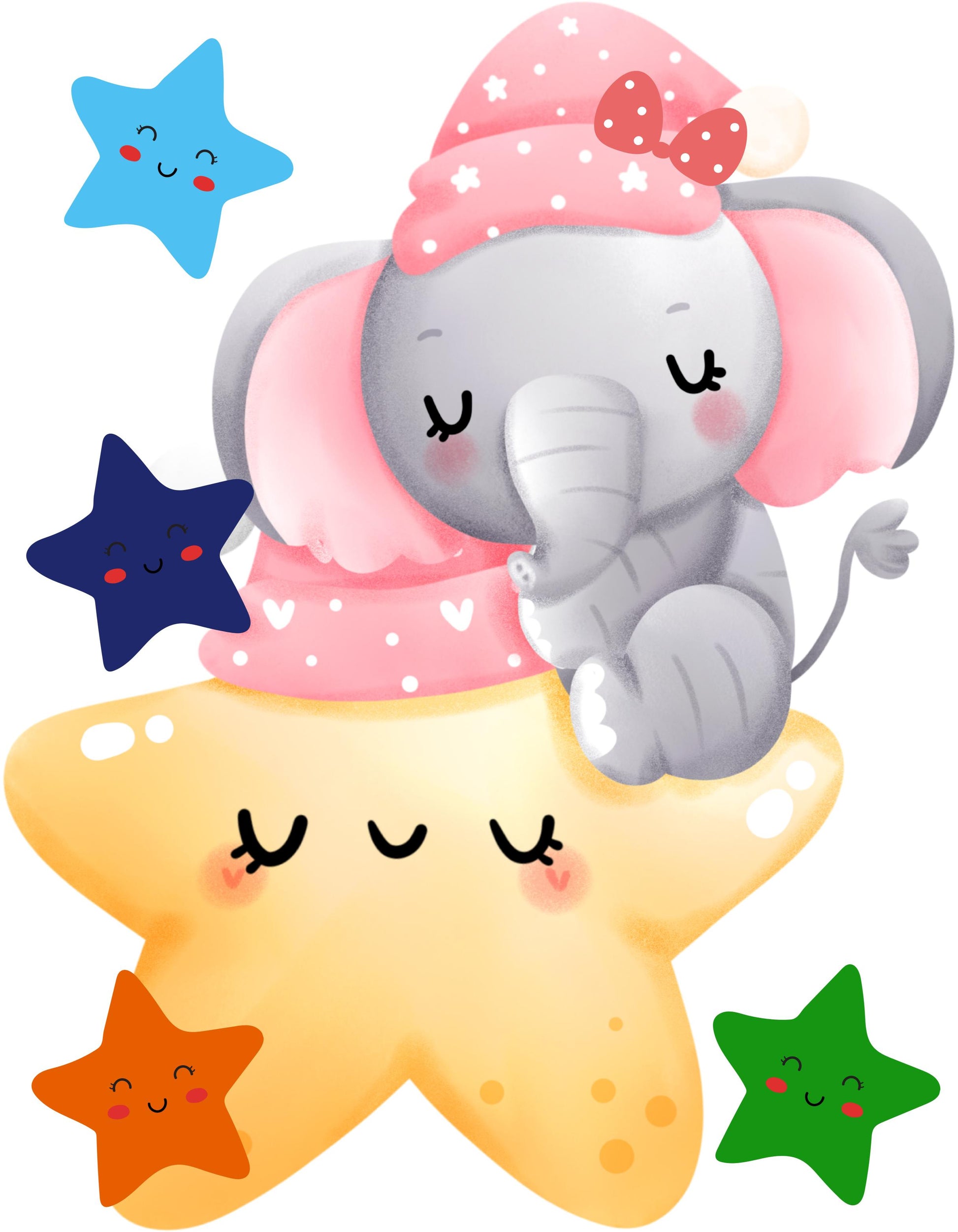 Kids Baby Elephant and Stars Unisex Tshirt Light Pink by ZealforTee