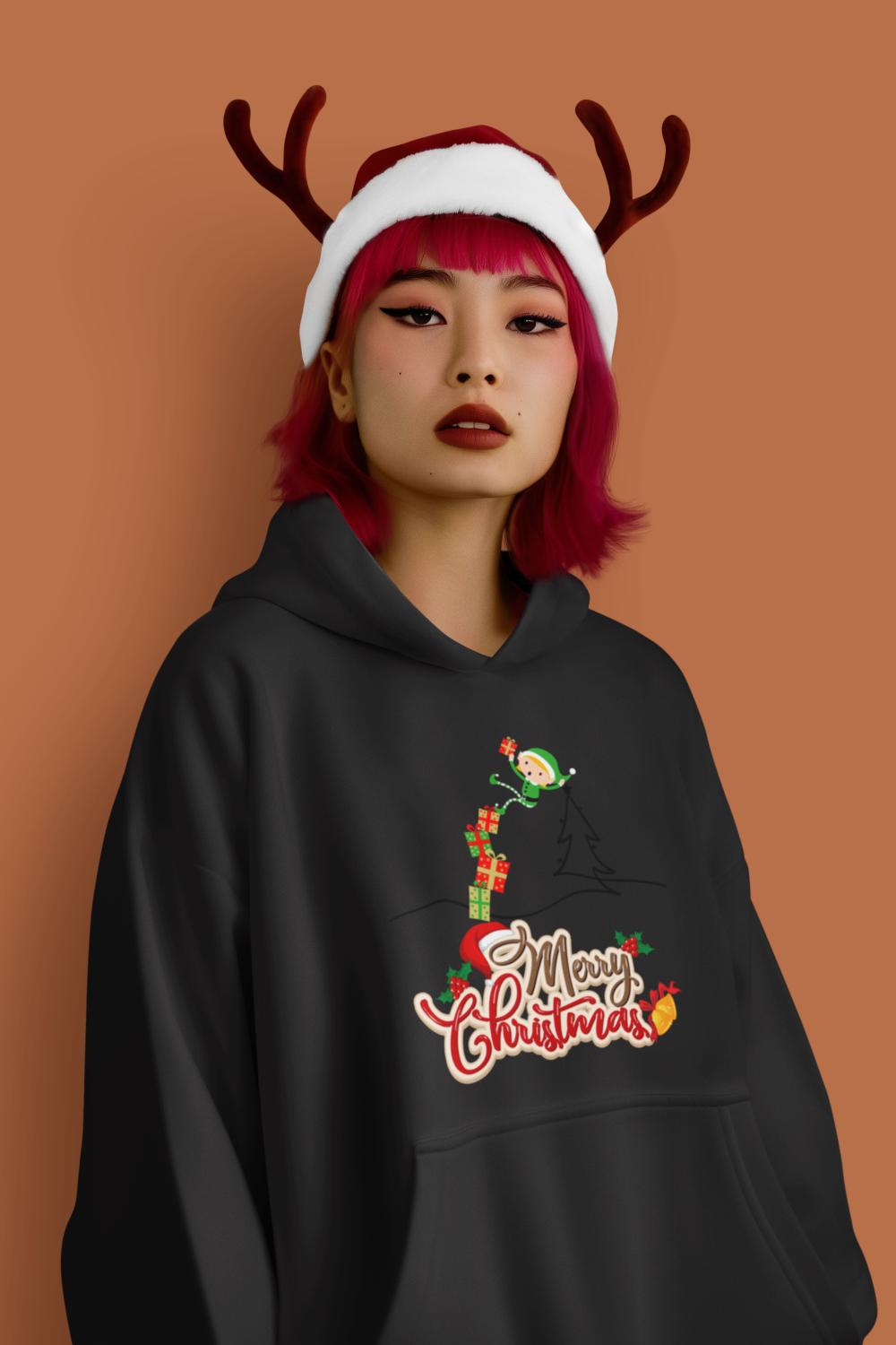 Women's Naughty Elf Hoodie Maroon by ZealforTee