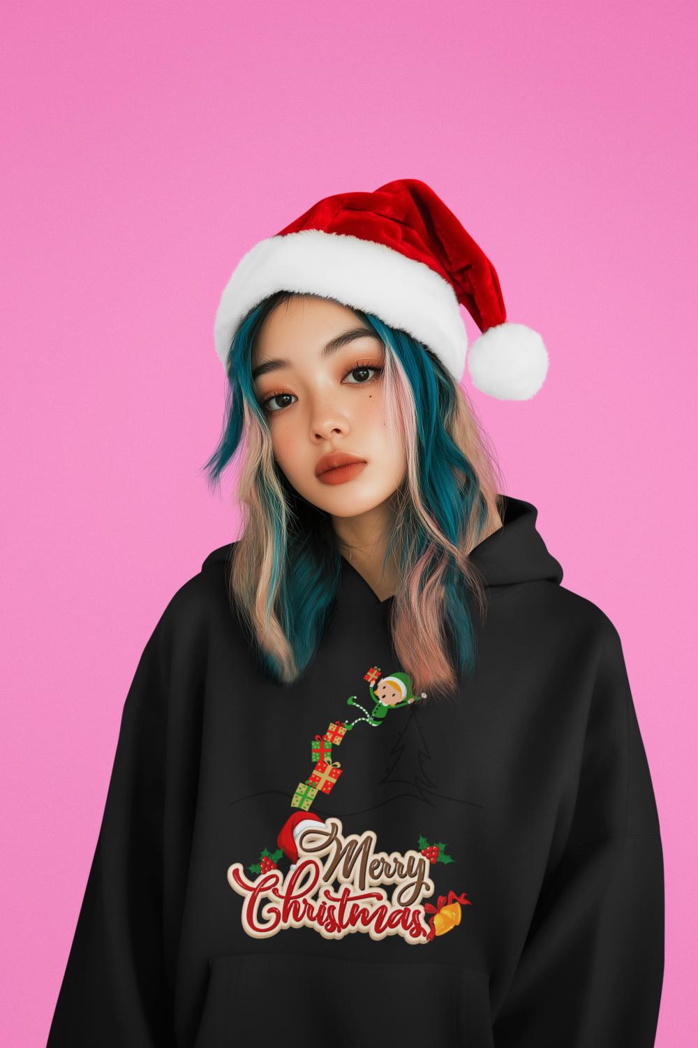 Women's Naughty Elf Hoodie Maroon by ZealforTee