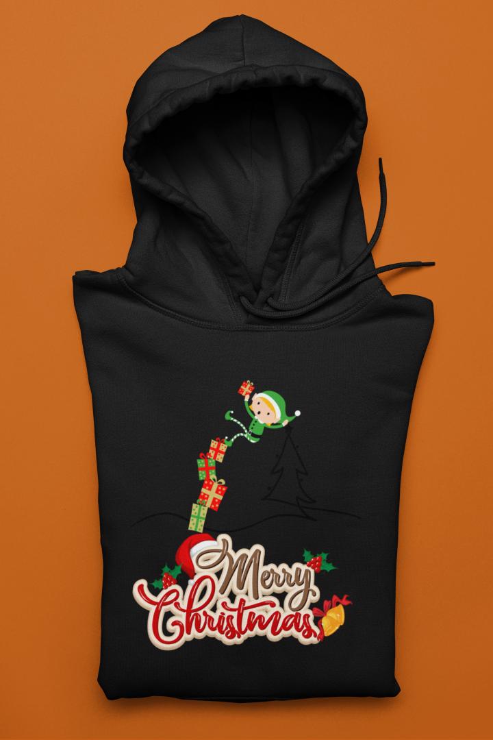 Women's Naughty Elf Hoodie Black by ZealforTee