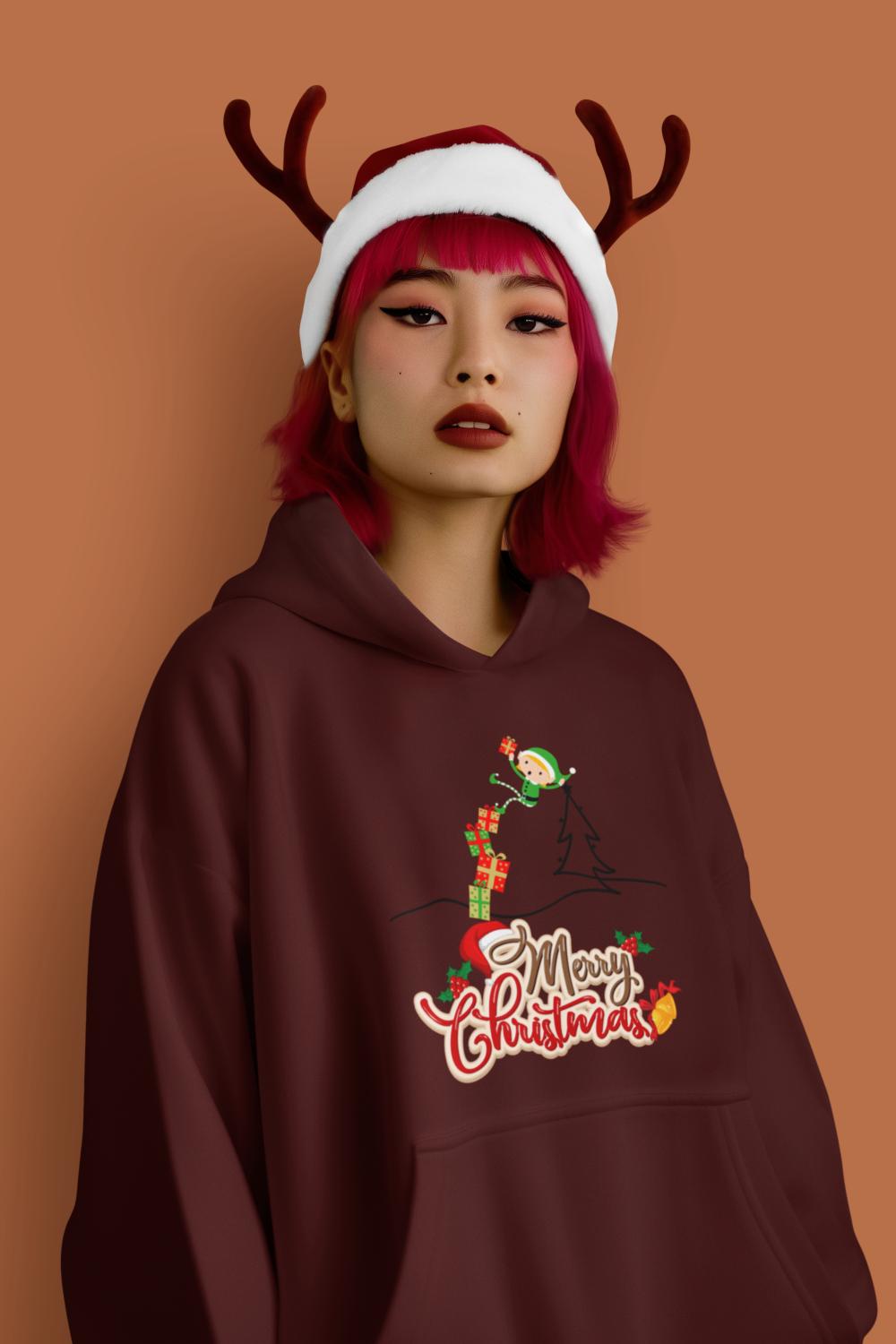 Women's Naughty Elf Hoodie Maroon by ZealforTee