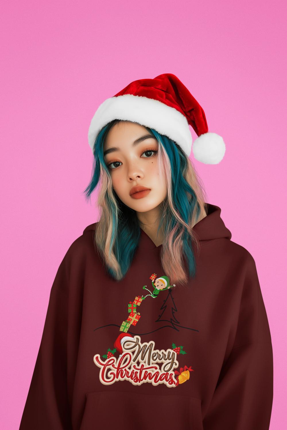 Women's Naughty Elf Hoodie White by ZealforTee