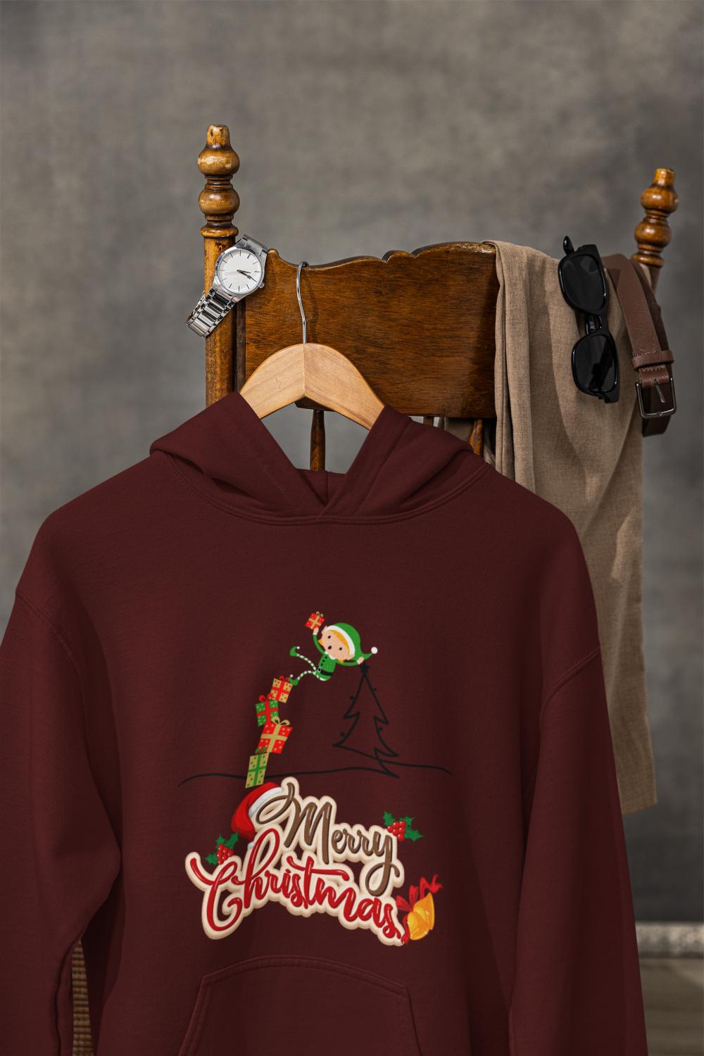 Women's Naughty Elf Hoodie Maroon by ZealforTee