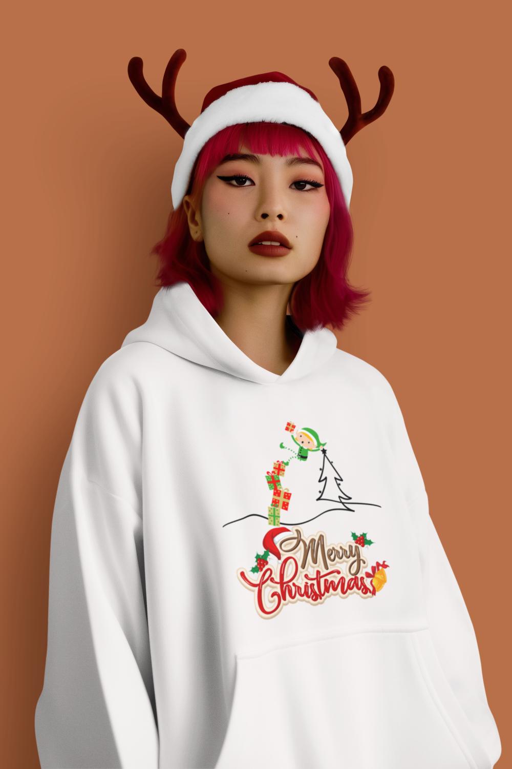 Women's Naughty Elf Hoodie White by ZealforTee