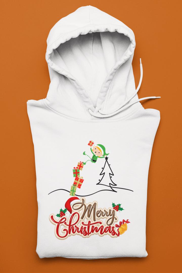Women's Naughty Elf Hoodie White by ZealforTee