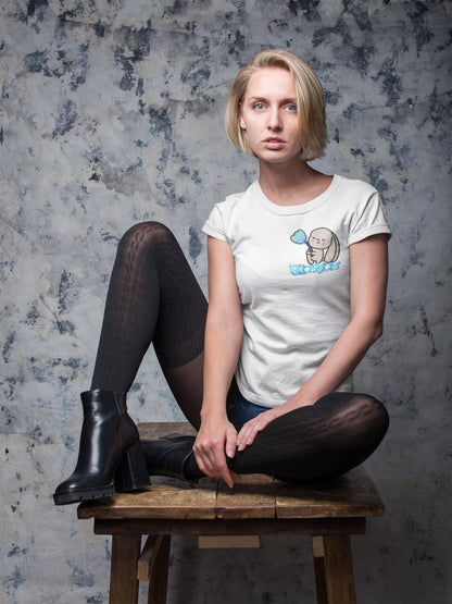 Women's Blossom Rabbit Pocket Print T-shirt White by ZealforTee