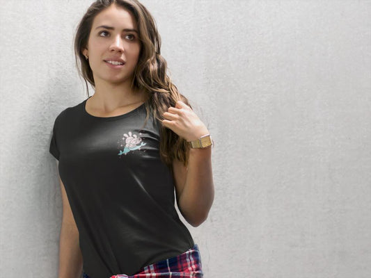 Women's Mermaid Pocket Print T-shirt Black by ZealforTee