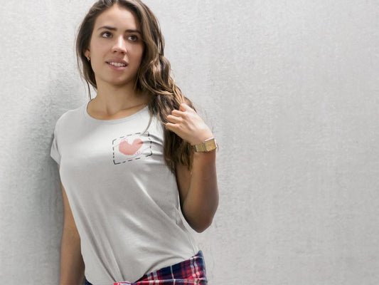 Women's Heart Pocket Print T-shirt Black by ZealforTee