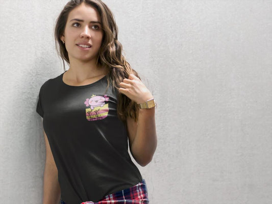 Women's Teddy Pocket Print T-shirt Black by ZealforTee