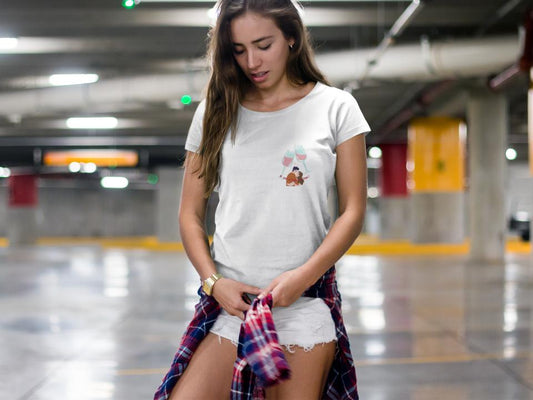 Women's Cloud Wine Pocket Print T-shirt Black by ZealforTee