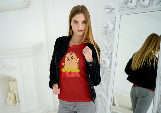 Women's French Fries T-shirt Red by ZealforTee
