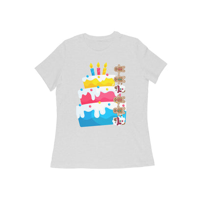 Women's Round Neck Cake T-shirt Royal Blue by ZealforTee