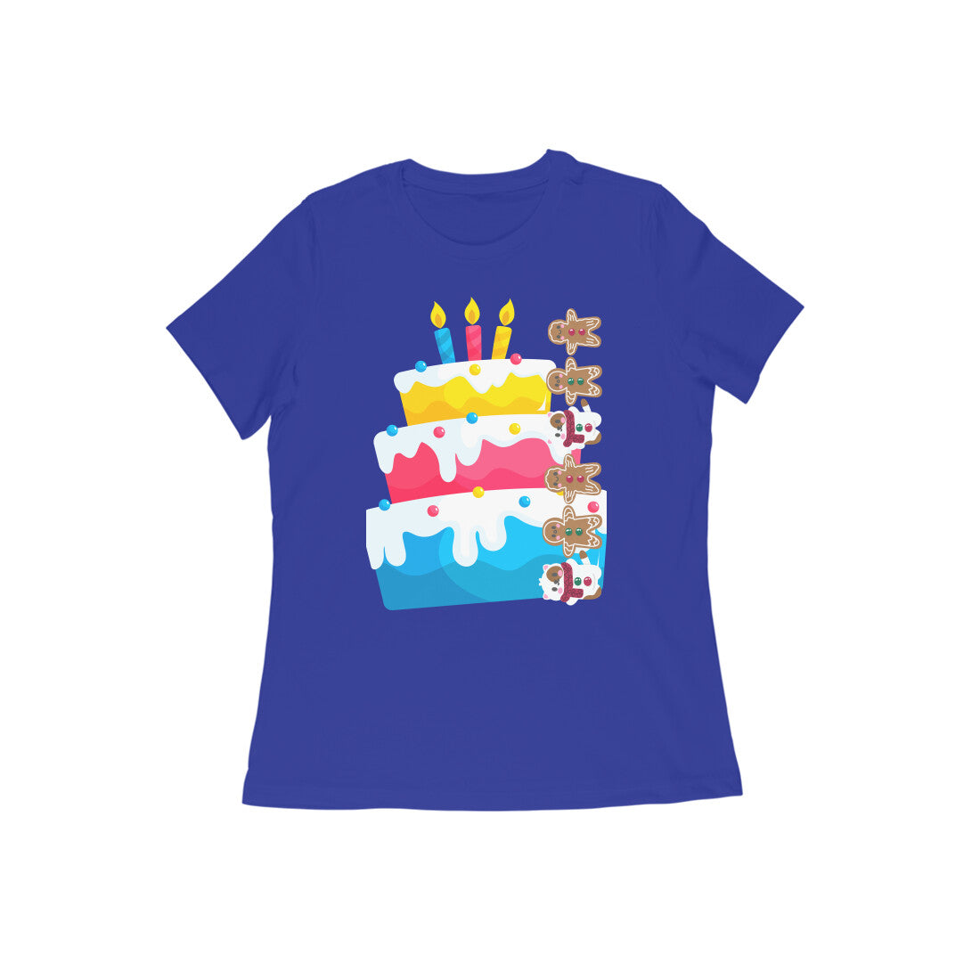Women's Round Neck Cake T-shirt Royal Blue by ZealforTee
