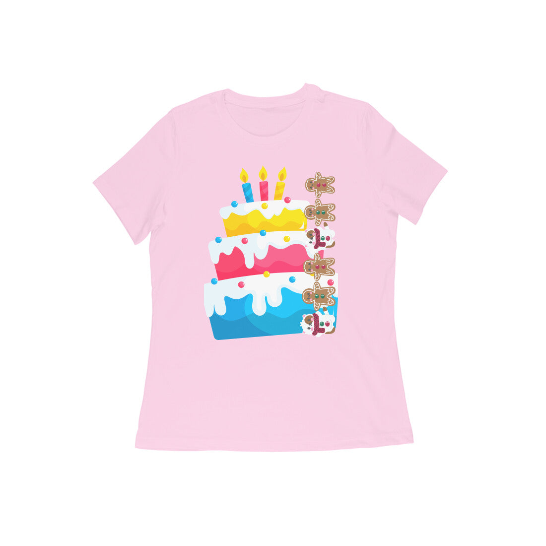 Women's Round Neck Cake T-shirt Melange Grey by ZealforTee