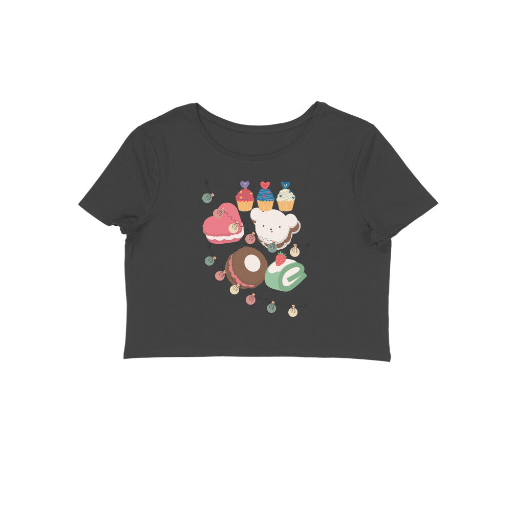 Women's Round Neck CupCake Crop Top Golden Yellow by ZealforTee