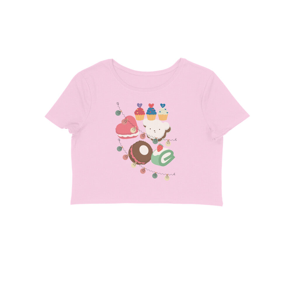 Women's Round Neck CupCake Crop Top Golden Yellow by ZealforTee