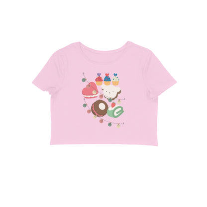 Women's Round Neck CupCake Crop Top Golden Yellow by ZealforTee