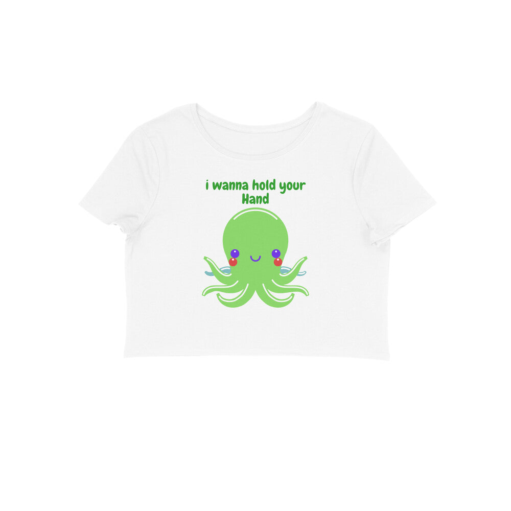 Women's Round Neck Octopus Crop Top Maroon by ZealforTee