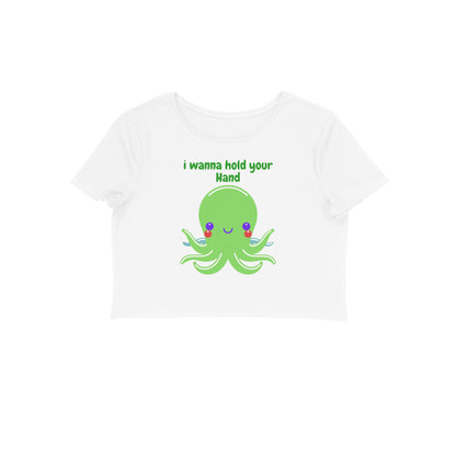 Women's Round Neck Octopus Crop Top Maroon by ZealforTee