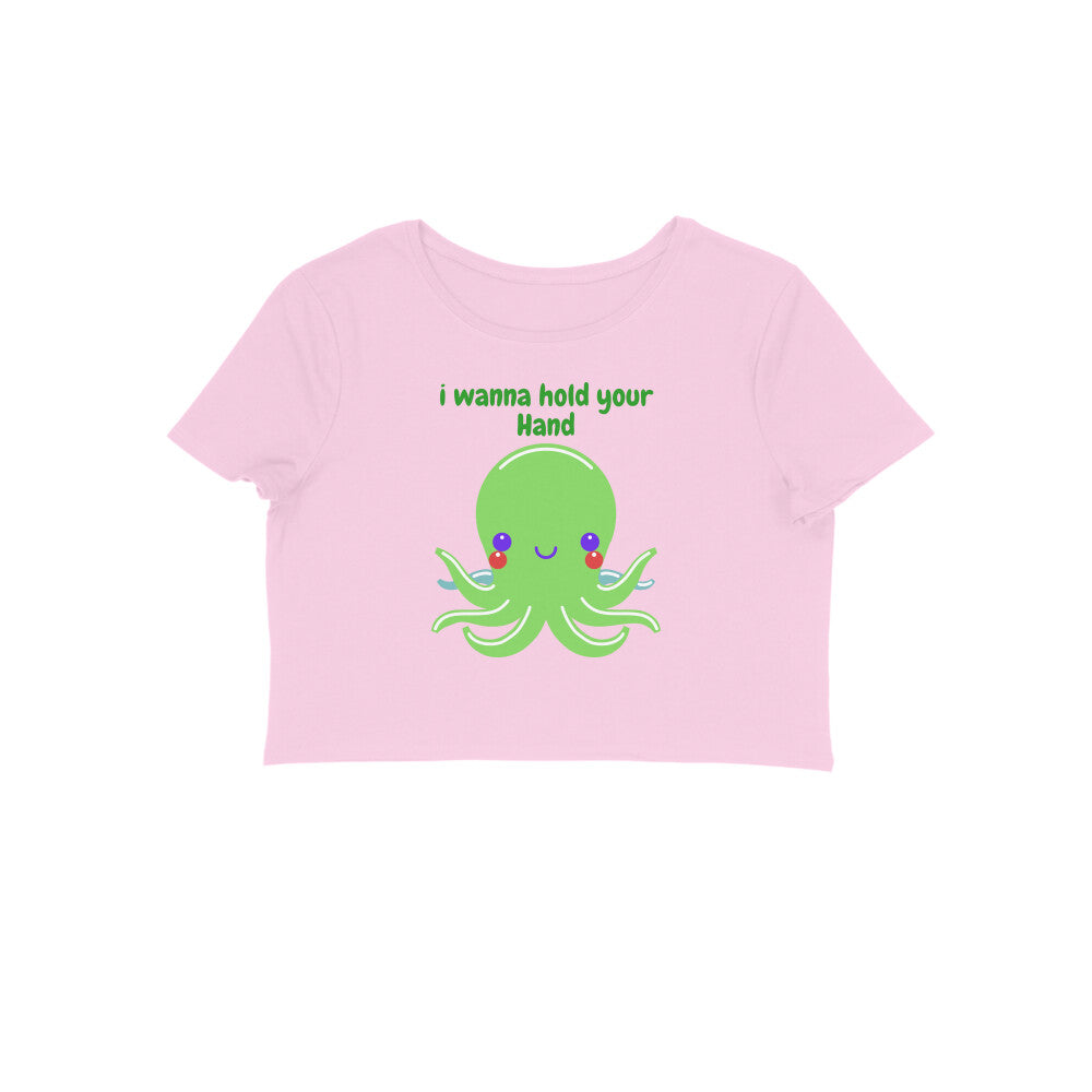 Women's Round Neck Octopus Crop Top Maroon by ZealforTee