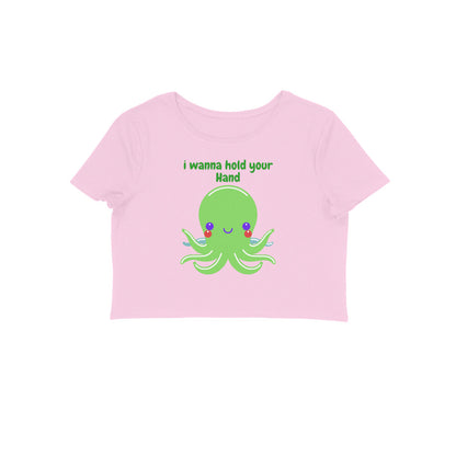 Women's Round Neck Octopus Crop Top Maroon by ZealforTee