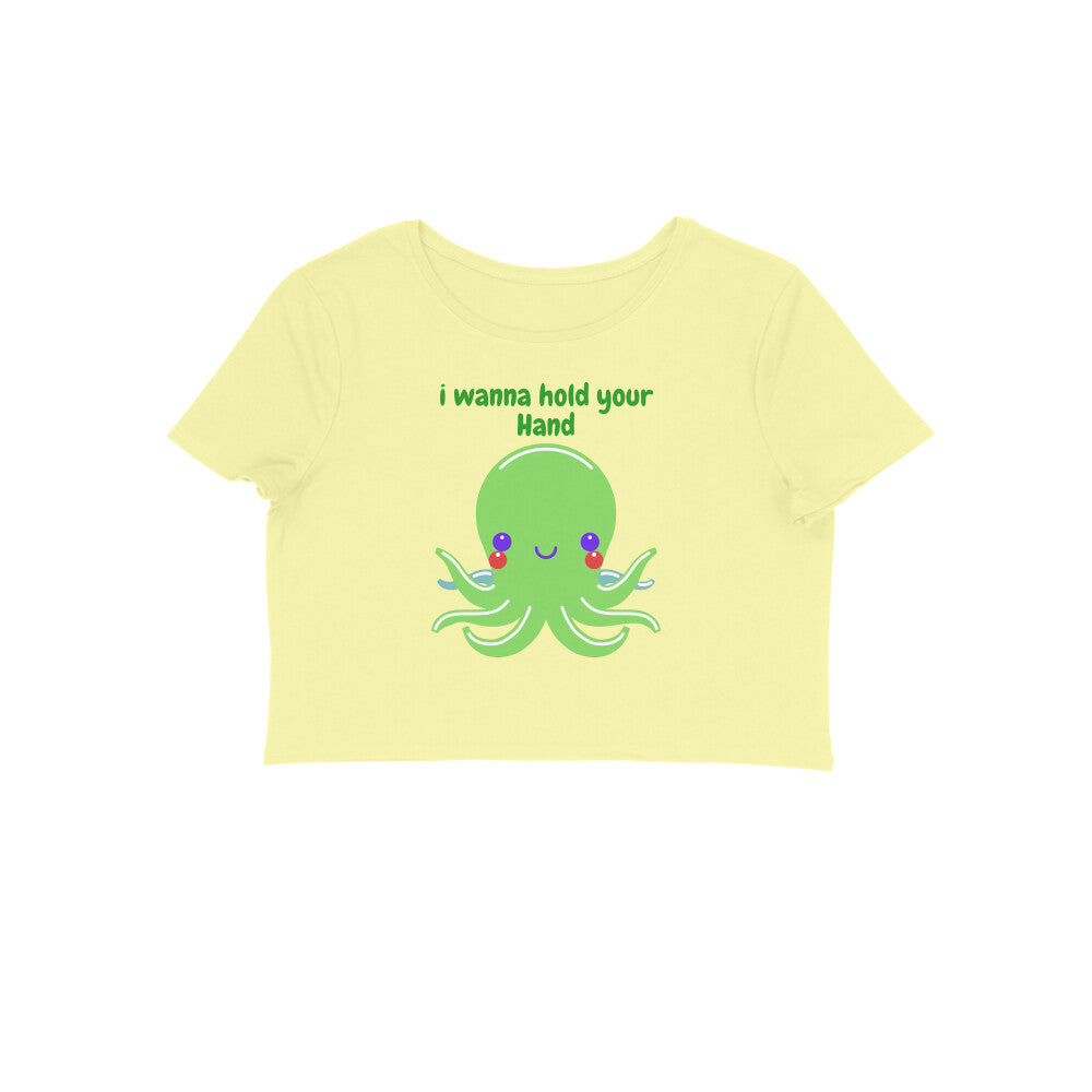 Women's Round Neck Octopus Crop Top Maroon by ZealforTee