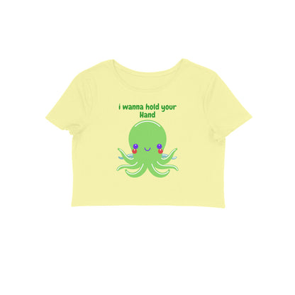 Women's Round Neck Octopus Crop Top Maroon by ZealforTee