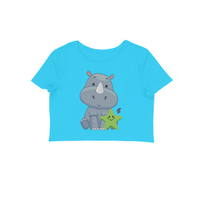 Women's Round Neck Rhino Crop Top Maroon by ZealforTee