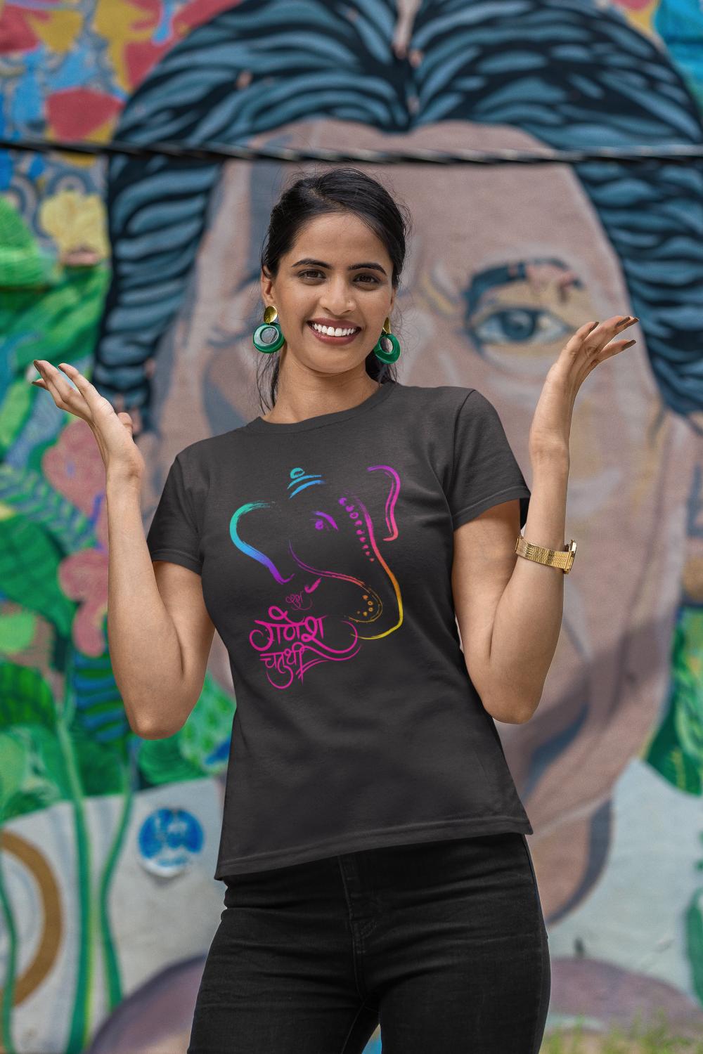 Women's Ganesh Chaturthi T-shirt White by ZealforTee