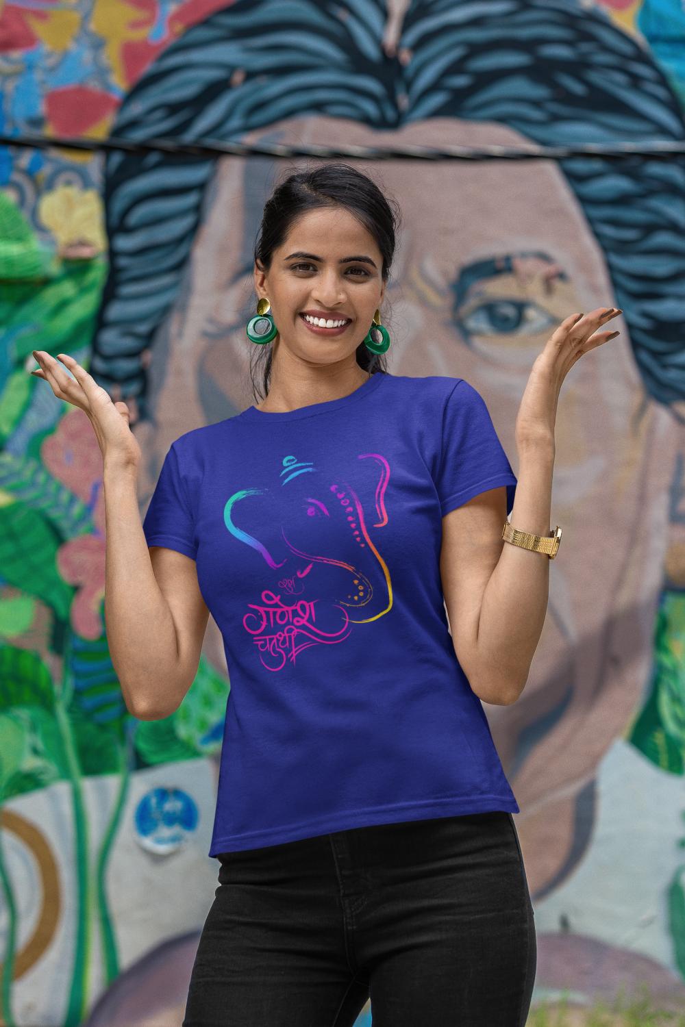 Women's Ganesh Chaturthi T-shirt White by ZealforTee