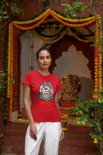 Women's Ganesh Chaturthi T-shirt Red by ZealforTee