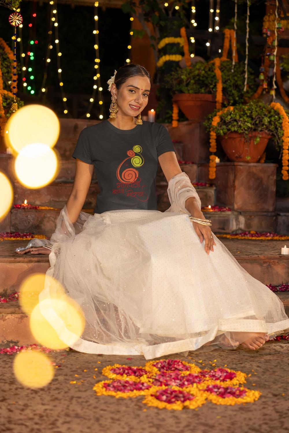 Women's Ganesh Chaturthi T-shirt Golden Yellow by ZealforTee