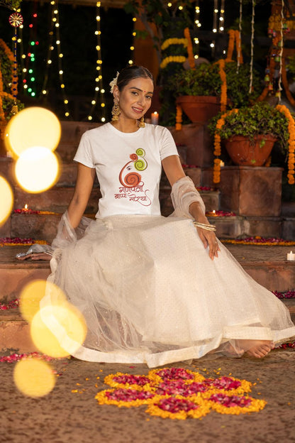 Women's Ganesh Chaturthi T-shirt Golden Yellow by ZealforTee