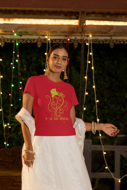 Women's Ganesh Chaturthi T-shirt Red by ZealforTee
