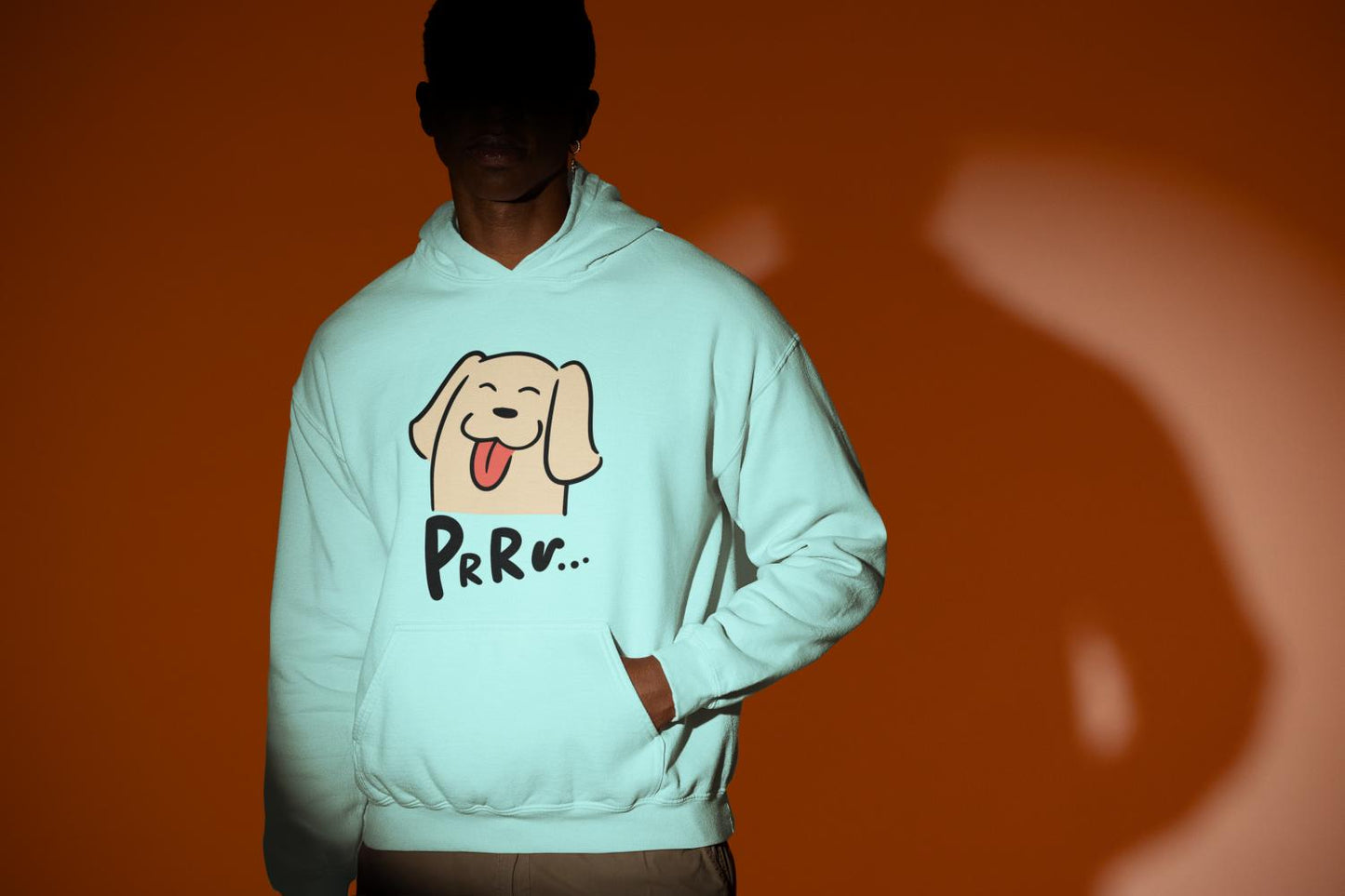 Men's Purr Hoodie Sweatshirt Light Baby Pink by ZealforTee