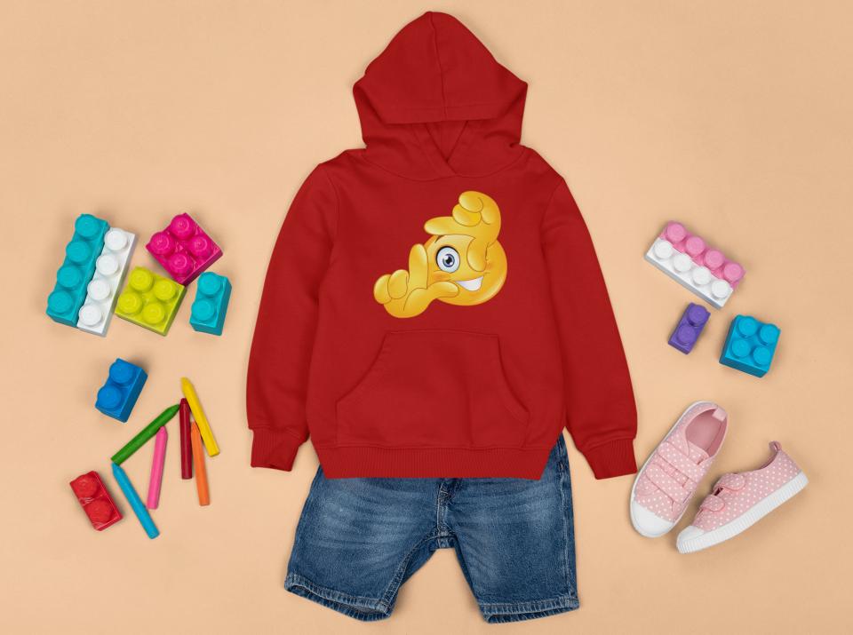 Girl's Frame of Finger Emoji Hoodie Sweatshirt Black by ZealforTee