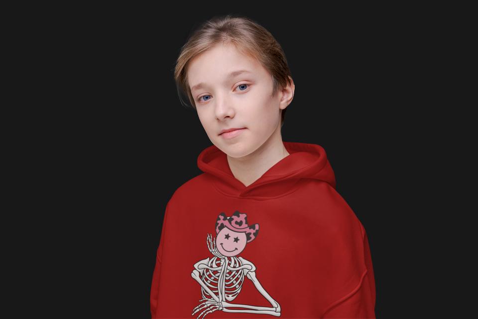 Girl's Frame of Skeleton Hoodie Sweatshirt Red by ZealforTee