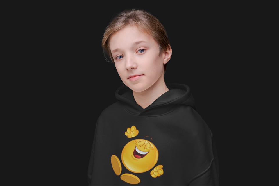 Girl's Happy Emoticon Hoodie Sweatshirt Red by ZealforTee