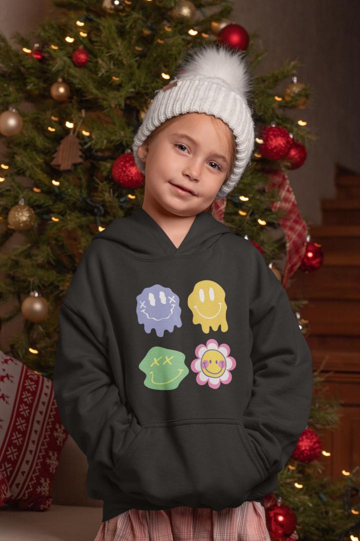 Girl's Melting Emoji's Hoodie Sweatshirt Light Baby Pink by ZealforTee