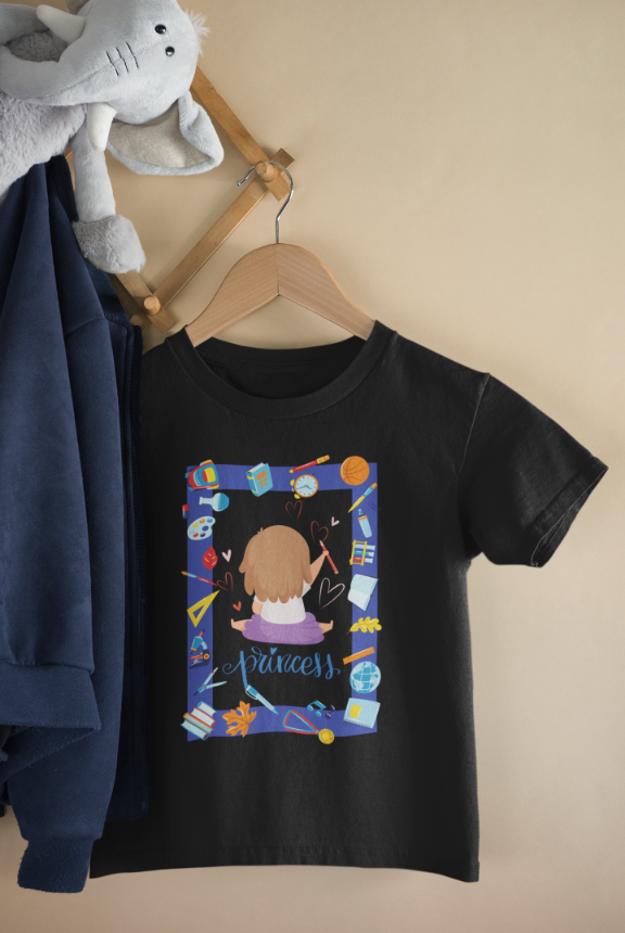 Kid's Princess Unisex T-shirt Black by ZealforTee