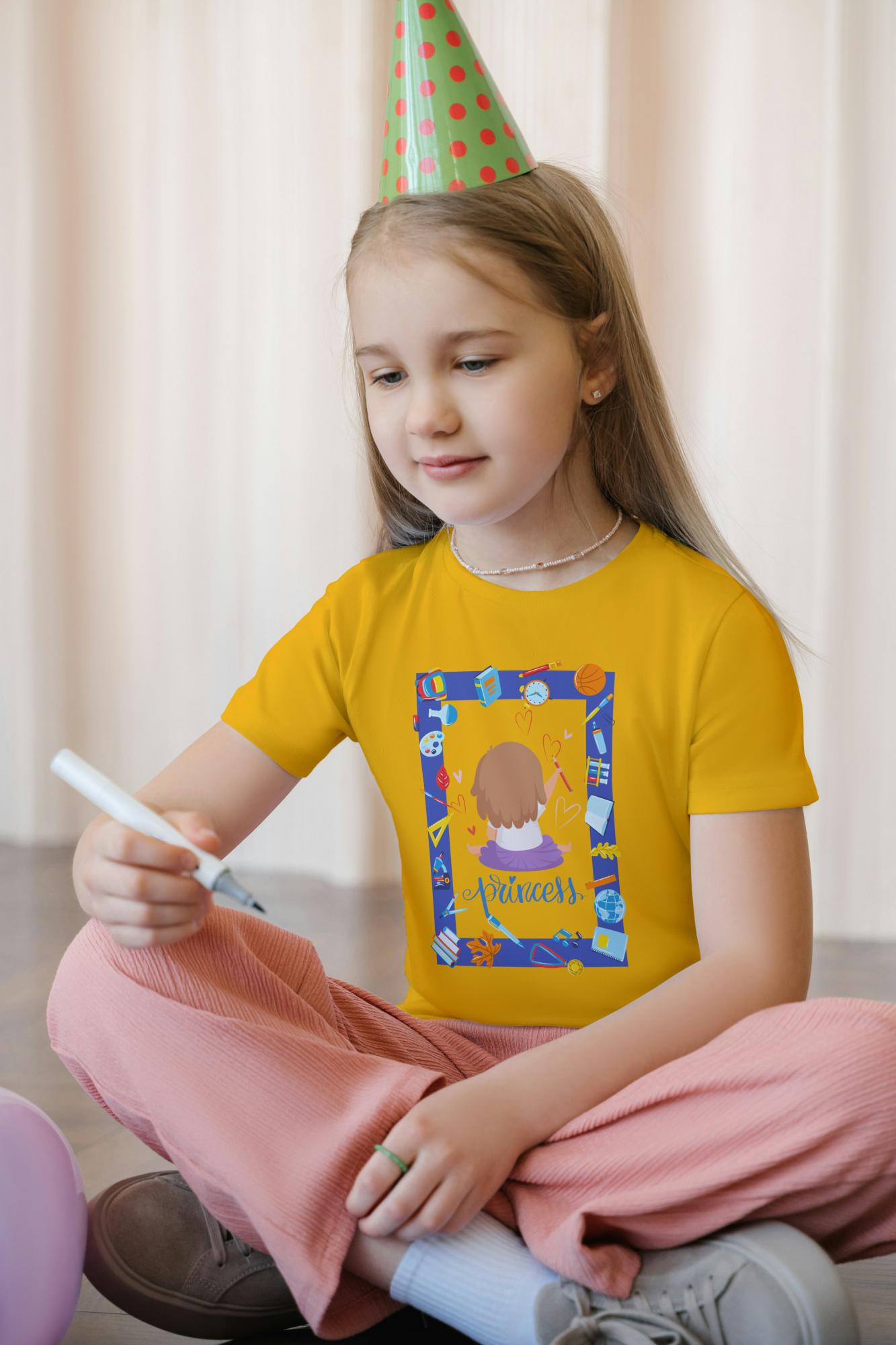 Kid's Princess Unisex T-shirt Butter Yellow by ZealforTee
