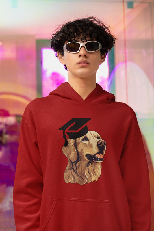 Men's Graduate Labrador Hoodie Sweatshirt Red by ZealforTee