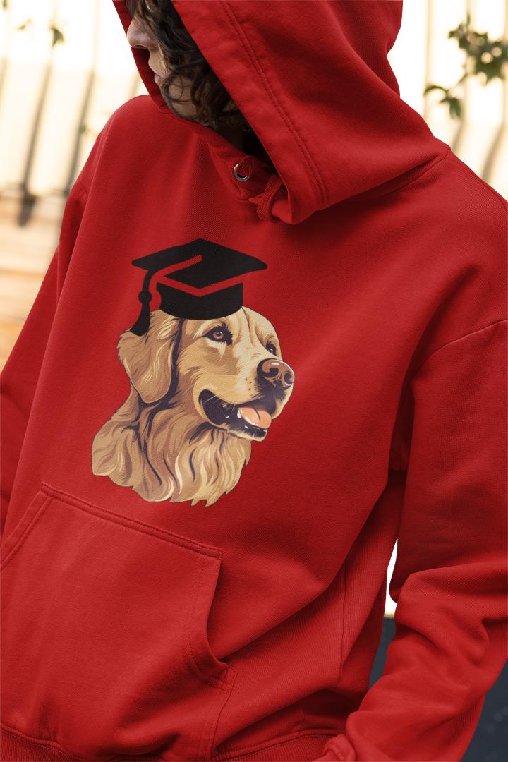 Men's Graduate Labrador Hoodie Sweatshirt Red by ZealforTee