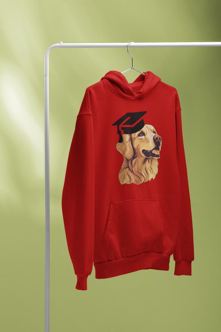 Men's Graduate Labrador Hoodie Sweatshirt Red by ZealforTee